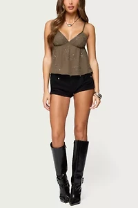 Edikted Raia Beaded Babydoll Top