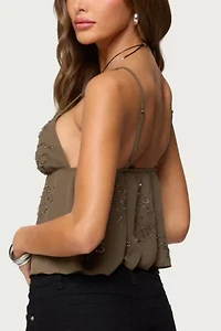 Edikted Raia Beaded Babydoll Top