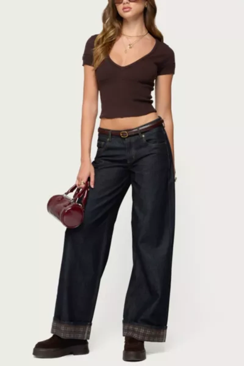 Edikted Theresa V Neck Knit Top