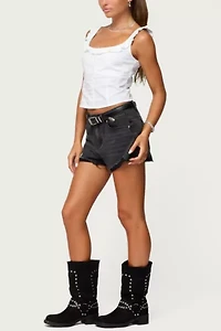 Edikted Noga Ruffle Woven Button Up Top