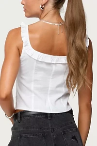 Edikted Noga Ruffle Woven Button Up Top