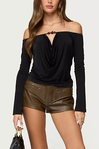 Edikted Kezya Draped Off Shoulder Top