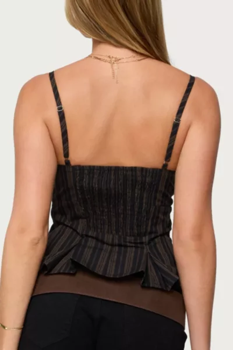 Edikted Kiya Striped Peplum Top