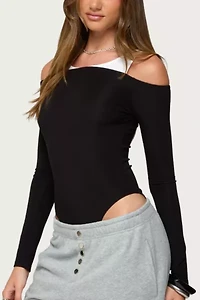 Edikted Layered Ribbed Off Shoulder Bodysuit