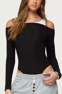 Edikted Layered Ribbed Off Shoulder Bodysuit