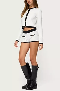 Edikted Mara Contrast Textured Knit Cardigan
