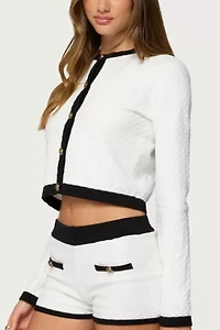 Edikted Mara Contrast Textured Knit Cardigan