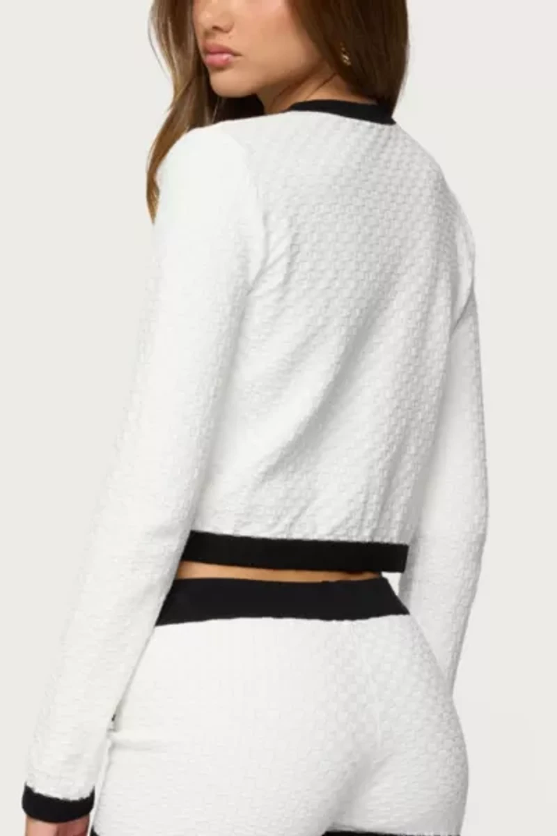 Edikted Mara Contrast Textured Knit Cardigan