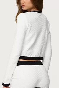 Edikted Mara Contrast Textured Knit Cardigan