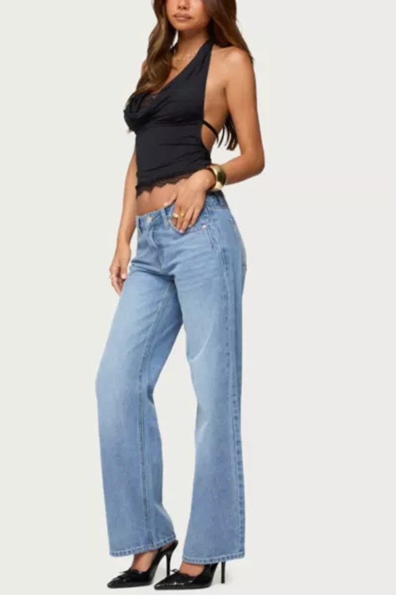 Edikted Layered Lacey Cowl Neck Halter Top