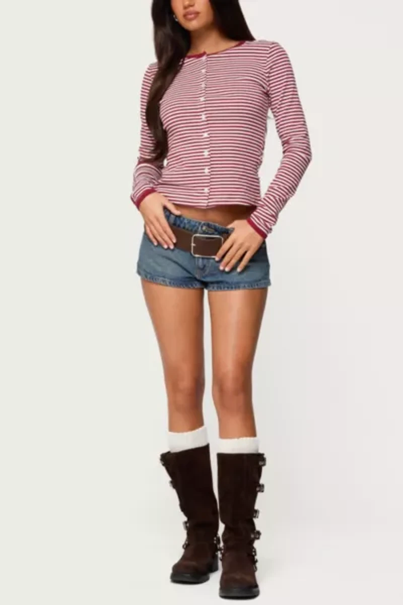 Edikted Rayla Striped Button Up Top