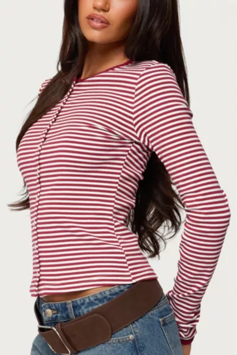 Edikted Rayla Striped Button Up Top