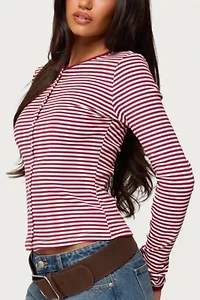 Edikted Rayla Striped Button Up Top