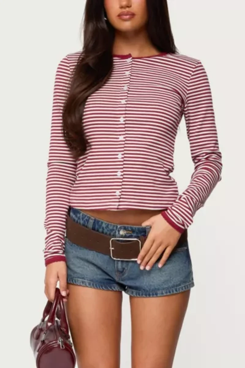 Edikted Rayla Striped Button Up Top