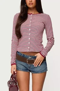 Edikted Rayla Striped Button Up Top