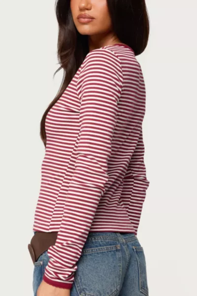 Edikted Rayla Striped Button Up Top
