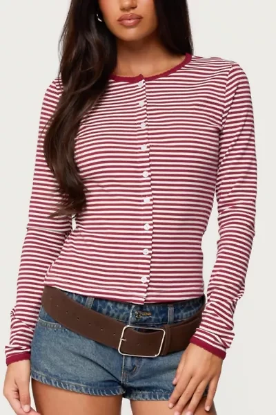 Edikted Rayla Striped Button Up Top