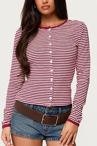 Edikted Rayla Striped Button Up Top