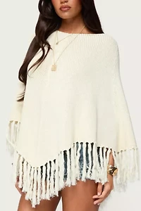 Edikted Kamila Fringe Knit Poncho