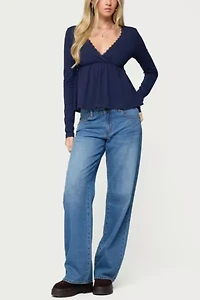 Edikted Kenzie Long Sleeve Babydoll Top