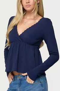 Edikted Kenzie Long Sleeve Babydoll Top