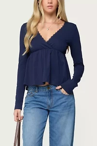 Edikted Kenzie Long Sleeve Babydoll Top