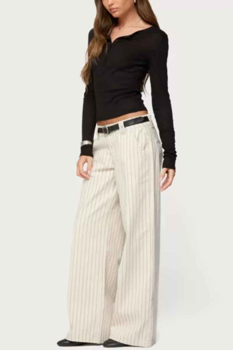Edikted Nettie Ribbed Henley Top