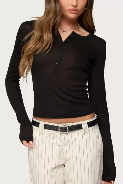 Edikted Nettie Ribbed Henley Top
