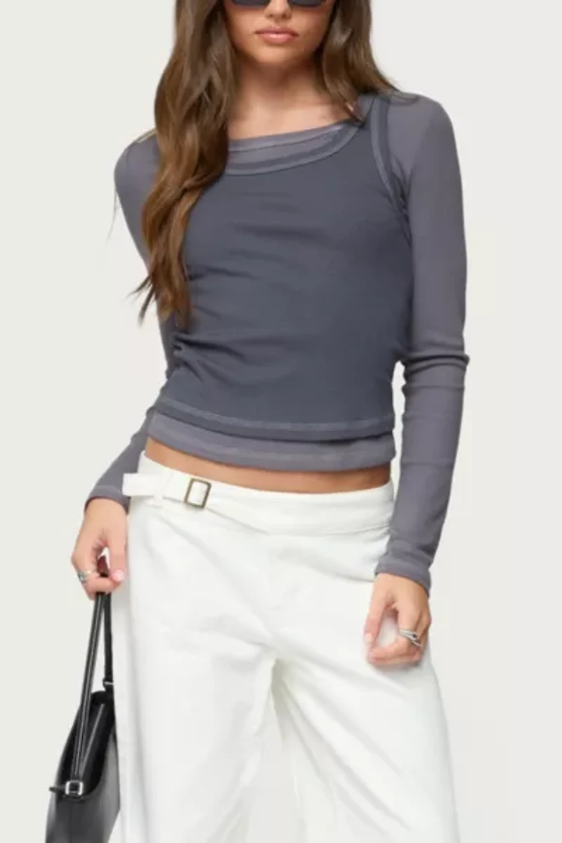 Edikted Zane Contrast Layered Long Sleeve Top