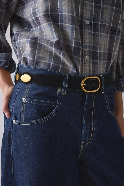 Boho Oval Studded Leather Belt