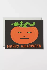Red Cap Jack-o'-Lantern Halloween Card