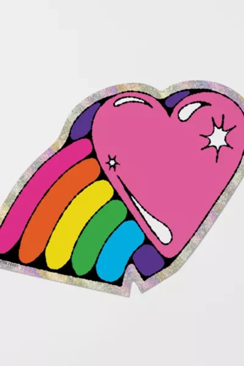 Red Cap Rainbow Heart Sticker