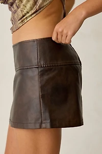UO Easy As Pie Faux Leather Low-Rise Mini Skort