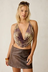 UO Easy As Pie Faux Leather Low-Rise Mini Skort