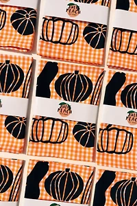 Julie Peach Gingham & Gourds Tea Towel