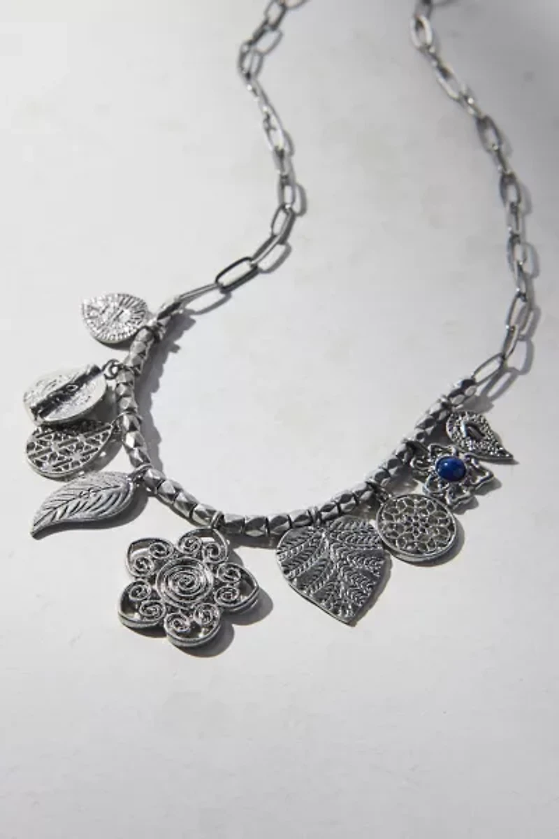 Etched Metal Charm Necklace