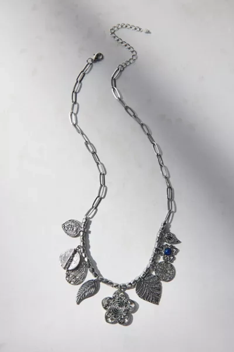 Etched Metal Charm Necklace