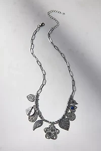 Etched Metal Charm Necklace