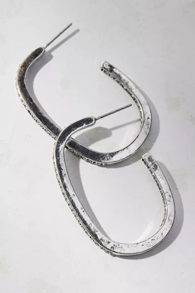Rhinestone Squared Hoop Earring