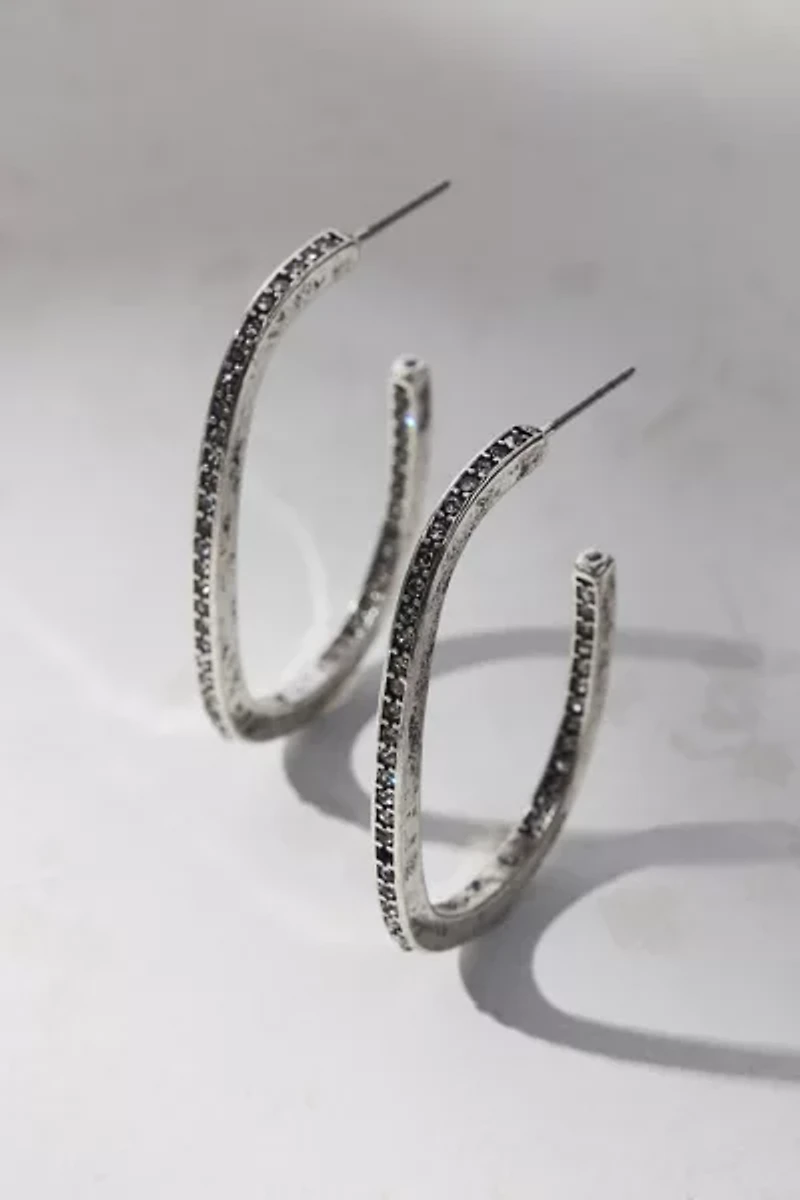 Rhinestone Squared Hoop Earring