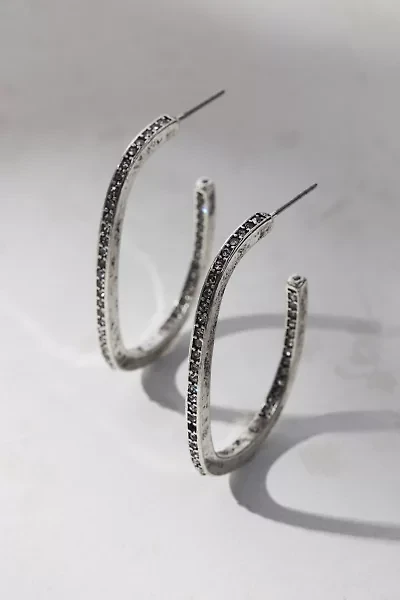 Rhinestone Squared Hoop Earring