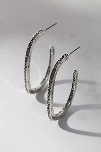 Rhinestone Squared Hoop Earring