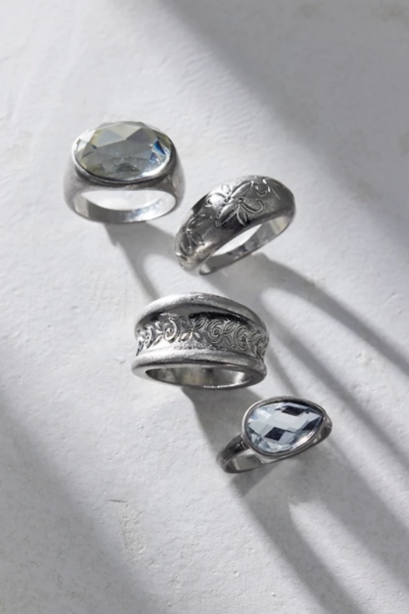 Bezel Gem Rings Set