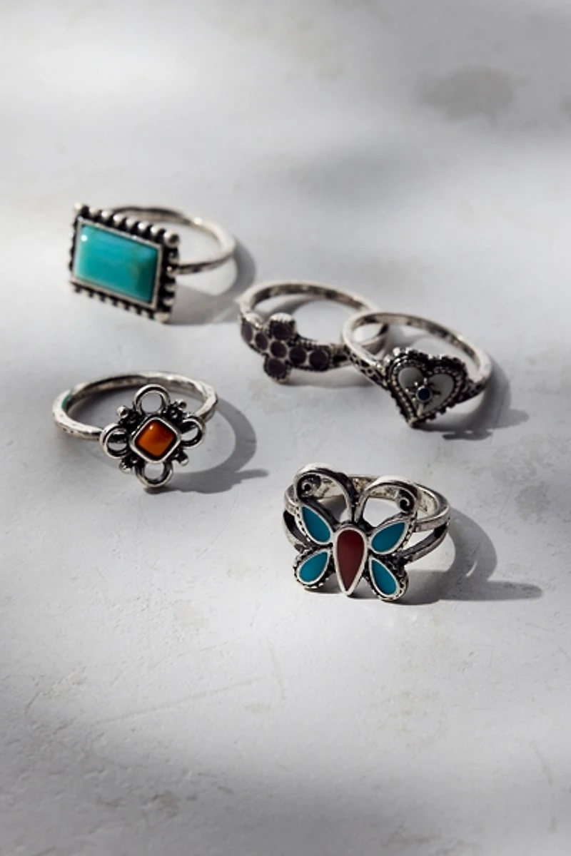 The Desert Boho Turquoise Ring Set