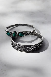 Protector Boho Turquoise Bangle Bracelet Set
