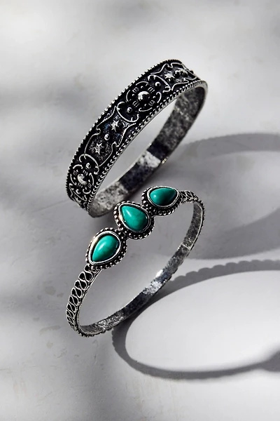 Protector Boho Turquoise Bangle Bracelet Set