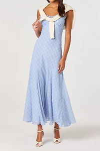 ASTR The Label Maeryn Plaid Ruffle Trim Maxi Dress