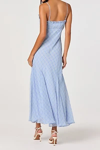 ASTR The Label Maeryn Plaid Ruffle Trim Maxi Dress