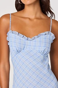 ASTR The Label Maeryn Plaid Ruffle Trim Maxi Dress