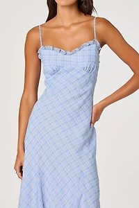 ASTR The Label Maeryn Plaid Ruffle Trim Maxi Dress